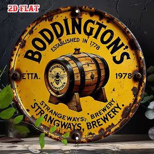 Round Vintage Metal Sign - British Beer Theme