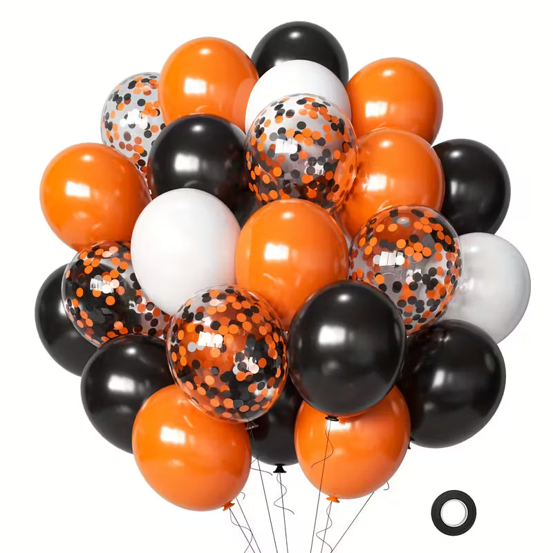 56pcs Halloween Balloon Arch Garland Set (Orange, White & Black)