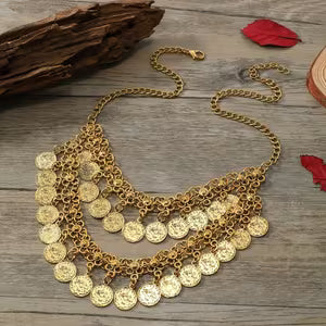 Vintage Coin & Bead Choker Necklace