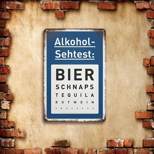 Vintage Alcohol Test Metal Sign - 30.48x20.32cm