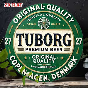 Round Vintage Metal Signs - "Tuborg Premium Beer"