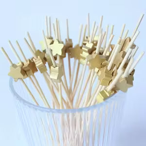 50 Elegant Golden Star Bamboo Skewers