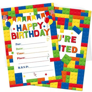 20pcs Lego Birthday Party Building Blocks Invitation Card