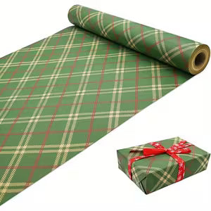 Green and Red Plaid Christmas Wrapping Paper - 43cm x 3m