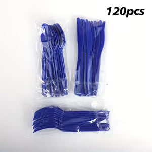 Heavy-Duty Plastic Tableware Set Dark Blue