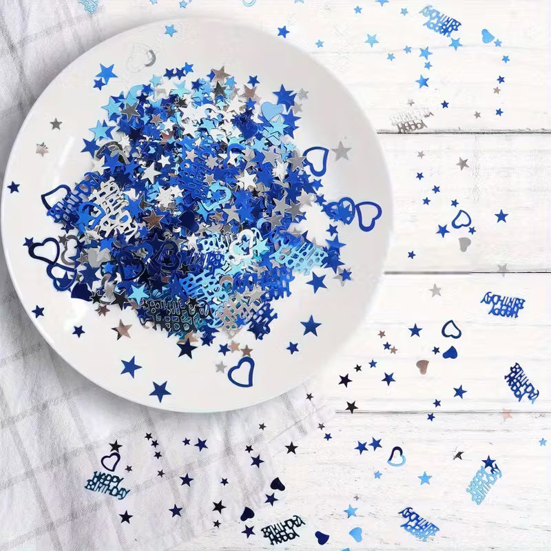 Sapphire Blue and Silvery Confetti Set