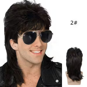 80s Black Mullet Wig