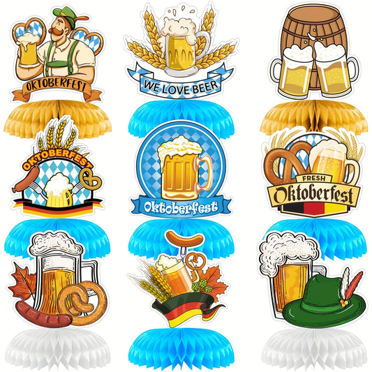 9pcs Oktoberfest Honeycomb Centerpieces