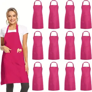 12pcs Plain Purple Bib Aprons