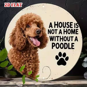 Round Vintage Metal Signs - Cute Poodle Dog
