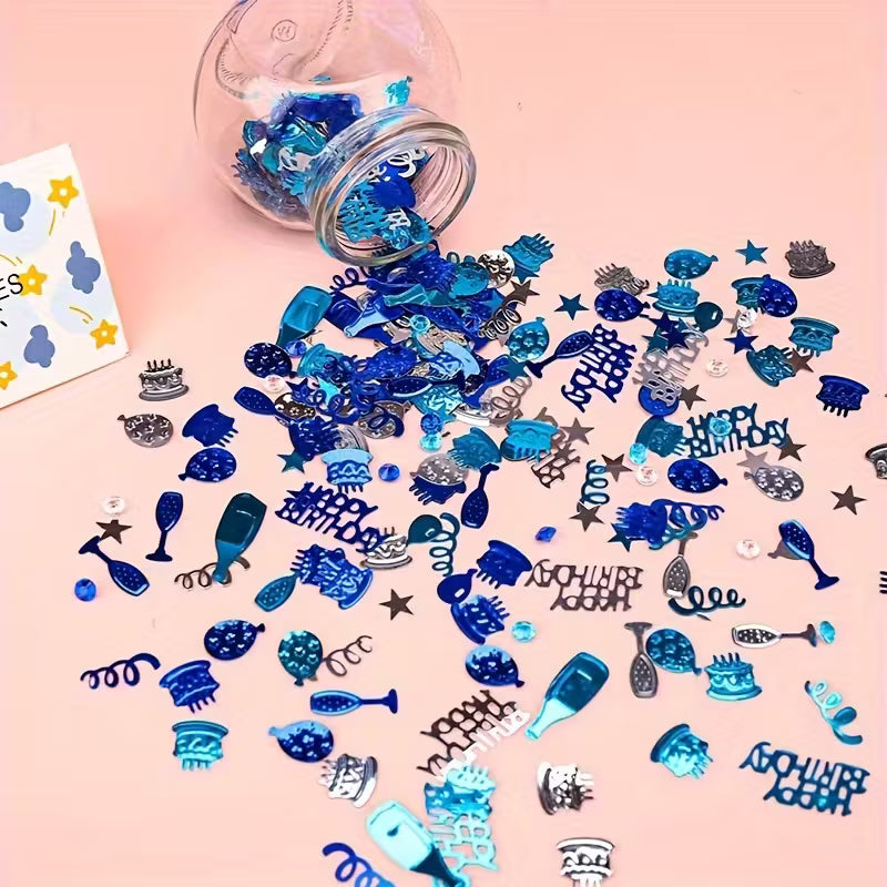 Blue and Silvery Birthday Confetti
