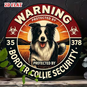 Round Metal Sign - Collie Dog Warning