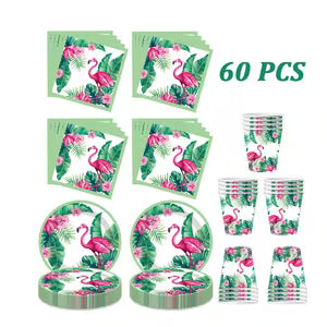60pcs Flamingo Party Tableware