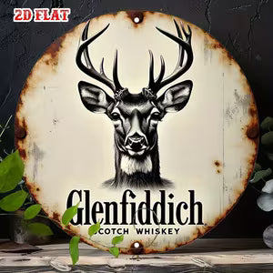 Round Vintage Wall Sign - Glenfiddich Themed