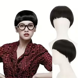 Short Black Wig - Bowl Cut Mushroom Style