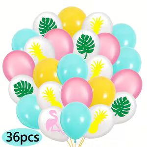 12 pcs Tropical Hawaiian Latex Balloons