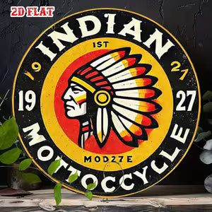 Round Metal Signs - Indian Retro Logo