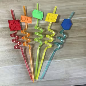 Lego Building Block Party Drinking Straws