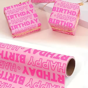 Pink Birthday Wrapping Paper 3m