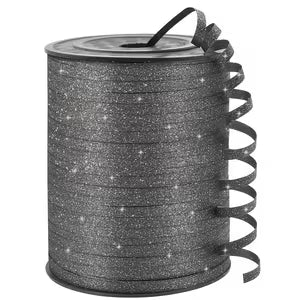 500 Yards Glitter Curling Ribbon, 1/5" Wide Halloween Ribbon, Christmas Ribbon, New Years, Curling Ribbons for Gift Wrapping, Party Decoration, Birthday Decors, Balloon String, Crafting, Balloon Ribbons for Florist Flowe Word (Black)