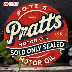 Round Vintage Metal Sign - Pratts Motor Oil