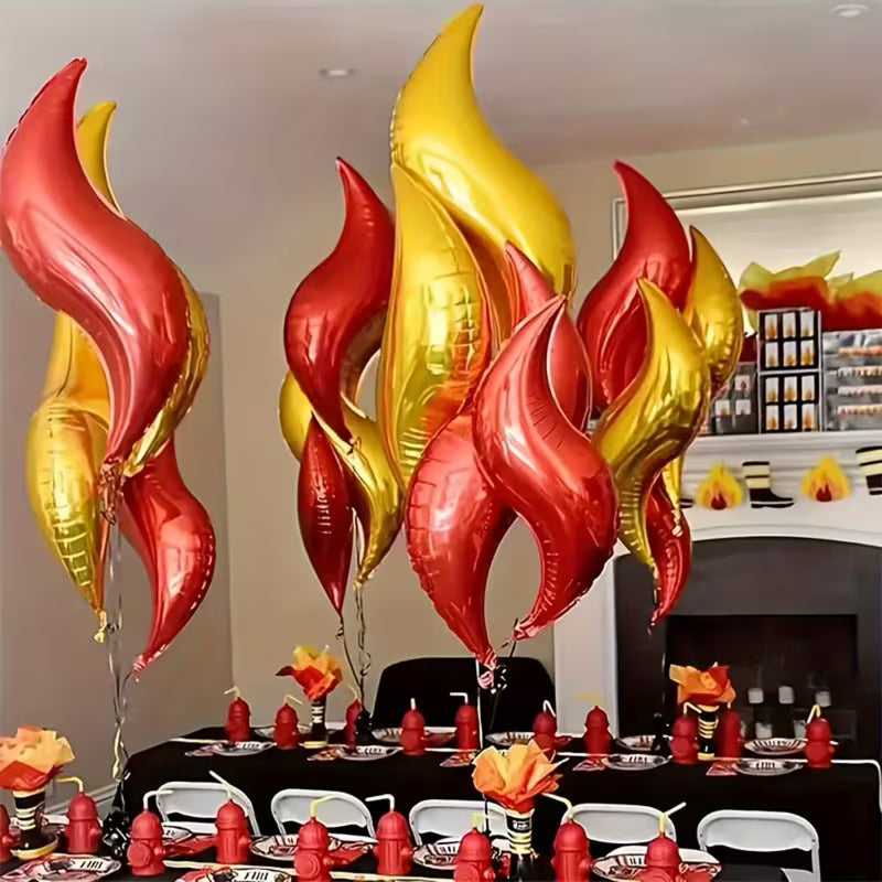 Large S-Shaped Flame Balloons Aluminum Red & Golden