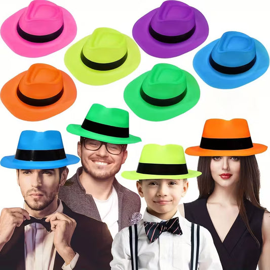 12pcs Neon Mafia Style Party Hats