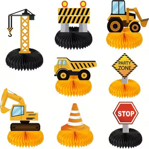 8pc Construction Honeycomb Decorations