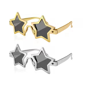 2pcs, Golden And Silvery Large Five-Pointed Star Glasses