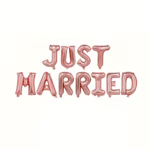 "Just Married" Rose Golden Aluminum Foil Letters Balloons