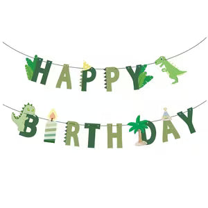 Dinosaur Happy Birthday Banner (Green)