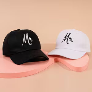Embroidered Mr & Mrs Baseball Caps