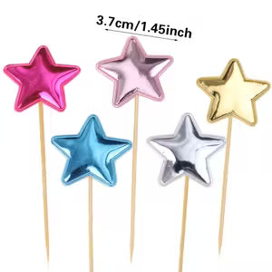 Star Cake Toppers – Assorted Glittery Colors