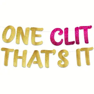 Gold Hot Pink Glitter Banner for Bachelor Party