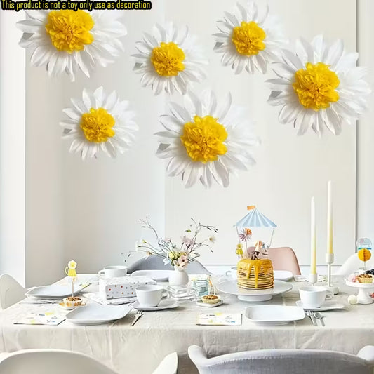12pcs White & Yellow Daisy Paper Flower Set