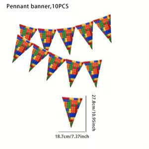 Lego Building Blocks-Themed Triangle Flags