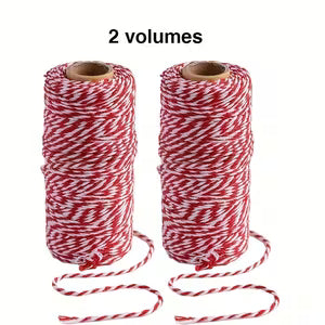 Red, White & Green Christmas Ribbon - 2 Rolls (200m/218ft Total) for Gift Wrapping, Party Decorations, Craft Supplies, Tagging Ribbons, and Tree Ornaments – Durable Handmade Material Word (Red And White / 2 rolls totaling 200 meters/218 yards)