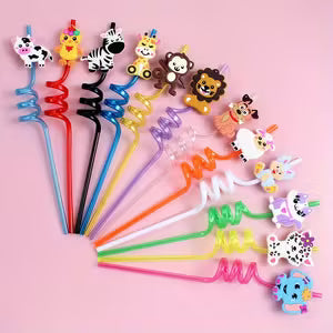 Jungle Animal Reusable Plastic Straws