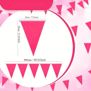 10m Rose Pink Triangle Flag Banner Style 2