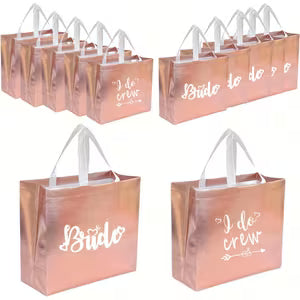 12pcs Rose Gold 'I Do Crew' Reusable Gift Bags