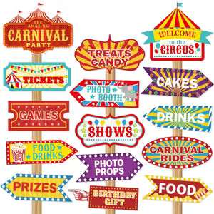 Carnival Party Photo Booth & Directional Signs