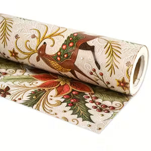 Reindeer Red Berries Wrapping Paper Double-Sided