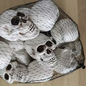 10pcs Halloween Skull Decorations - Spooky Hanging Ornaments for Haunted House & Secret Room, Creative Plastic Skeleton Props for Christmas,halloween decorations,fall home decor Collectible Figurines Word (White Mesh Pocket 10 Pack)