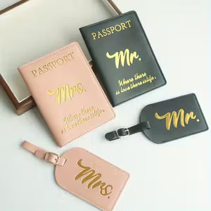 Mr & Mrs Luggage Set with Passport Holders