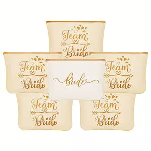 6 Bridesmaid Makeup Bags (Light Gold)