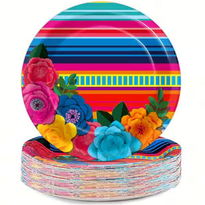 Vibrant Mexican Floral Paper Plates