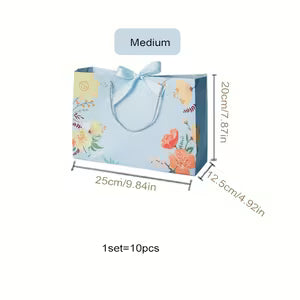 Elegant Paper Bag - Blue Color with Flowers