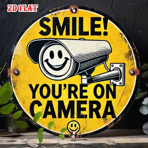 Round Wall Metal Sign - Security Camera Warning Sign
