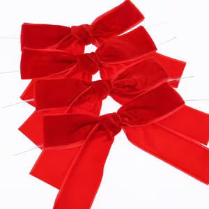 Pre-Made Velvet Bows - (Red)