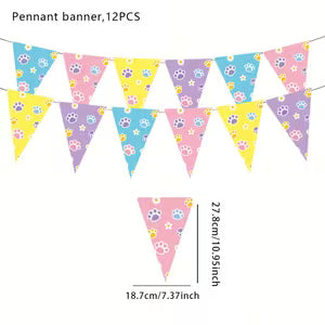Colorful Dog Paw Triangle Flags